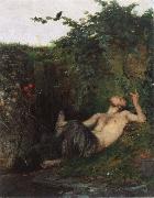 Faun Whistling to Blackbird Arnold Bocklin